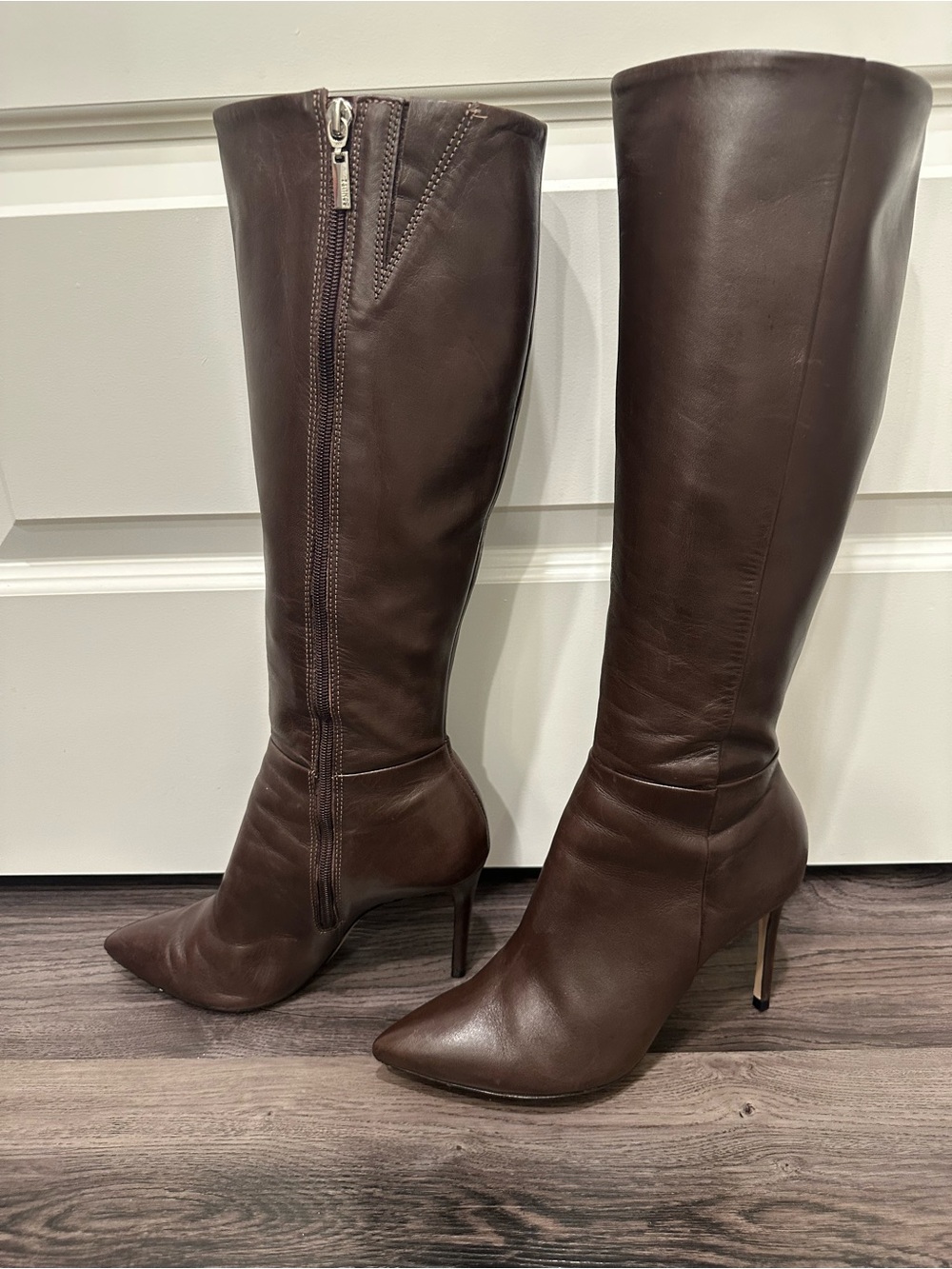 SCHUTZ Tall Leather Knee Boots in Dark Brown 8.5